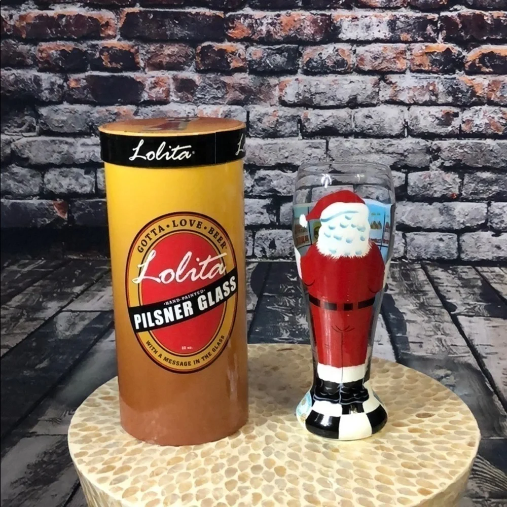 LOLITA PILSNER GLASS 22 OZ.-SANTA ON THE OUTSIDE